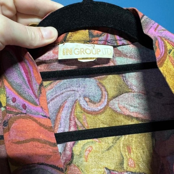 Vintage 1980s Cropped Blazer Blouse Women's Size 14 In Group LTD Purple Orange - Picture 3 of 8